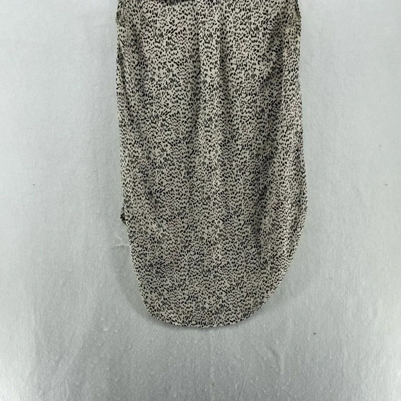 H&M Tank Top Women Sz 2 Cream Beige Black Dots Print V-Neck Piping Long Back Hem - Picture 8 of 11